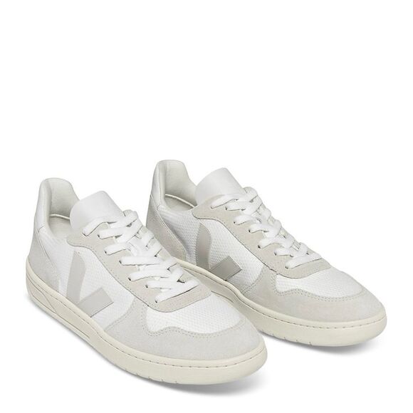 Veja | Men's V-10 Low Top Mesh and Suede Sneakers | Color: Neutral | Size: US 7 - Picture 2 of 6